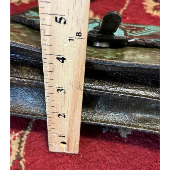 Patricia Nash Tooled Leather Crossbody Bag Turquoise Floral Western Boho - Picture 7 of 12